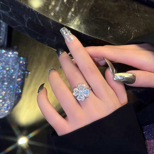 Floral Four Heart Rotating Ring