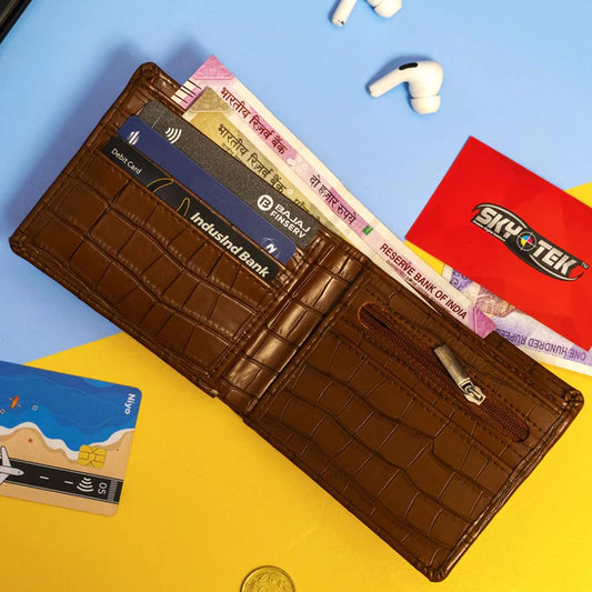 personalized Premium Quality Men's Crock Leather Wallet With Name & Charm