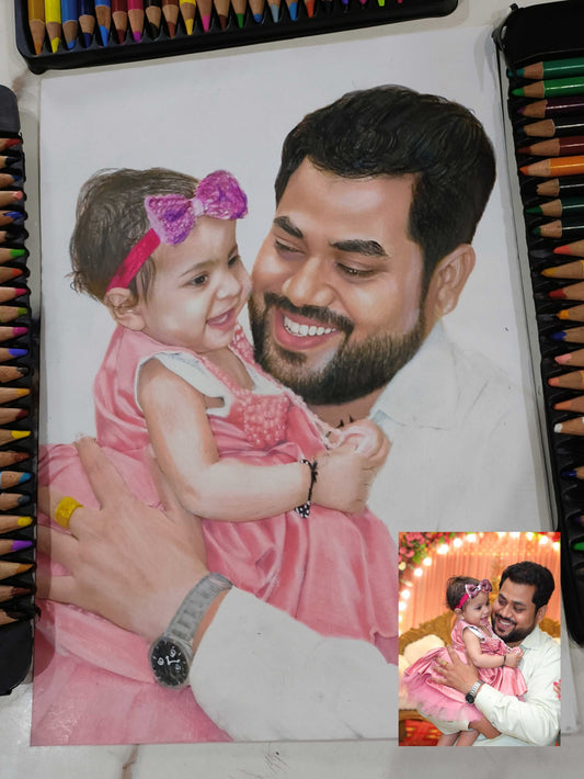 Realistc Colored Handmade Portrait Sketch
