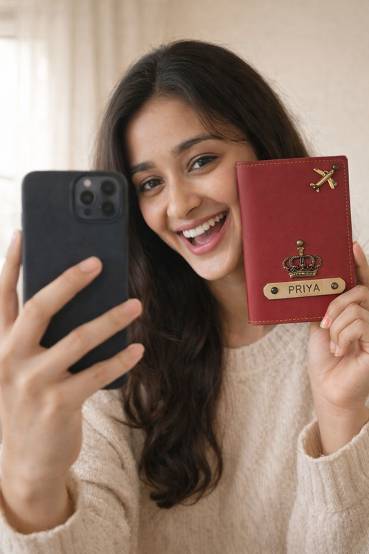 PERSONALIZED LEATHER PASSPORT COVER WITH NAME & CHARM (Copy)