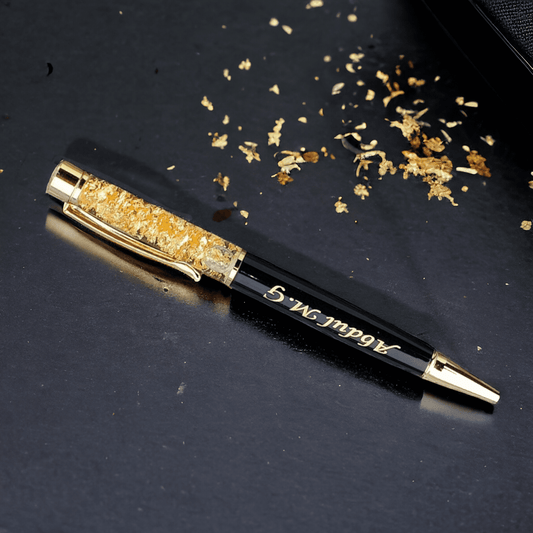 Personalised Pen with golden flakes