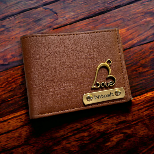 Personalized Textured Premium Quality Men's Wallet With Name & Charm