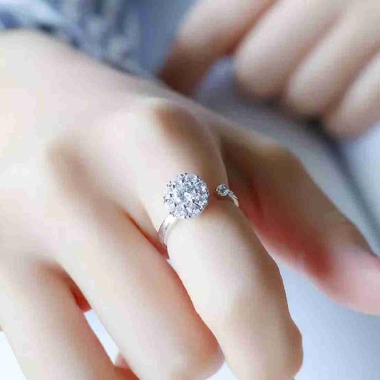 SOLITAIRE SILVER ROTATING ADJUSTABLE RING || BEST GIFT FOR HER || SALE