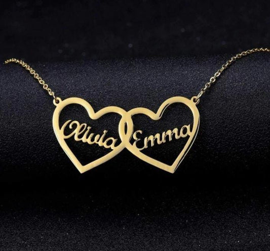Customized Couple Name With Hearts Pendant - Customized gift
